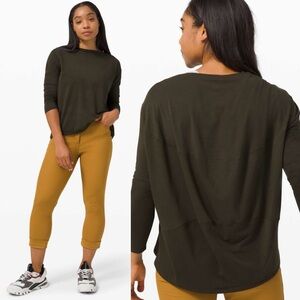 Lululemon Back In Action Long Sleeve Dark Olive